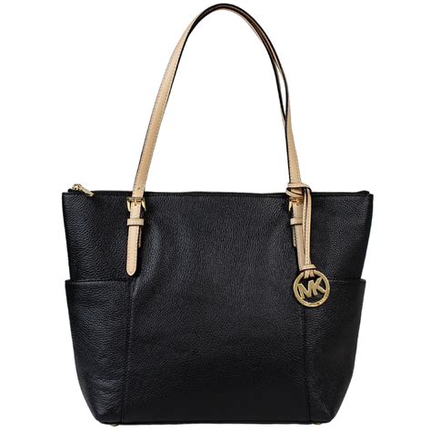 michael kors jet set east west leather tote bag black|Michael Kors saffiano tote bag.